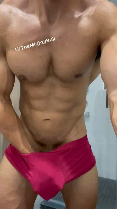 athletic big dick bull domination jerk off male masturbation masturbating gif