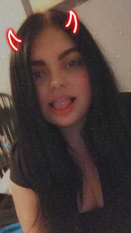 eye contact striptease tits gif