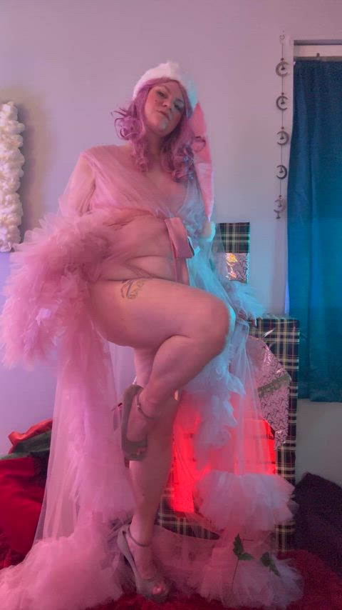 ass cosplay costume ftm femboy fetish heels jiggling lingerie robe gif