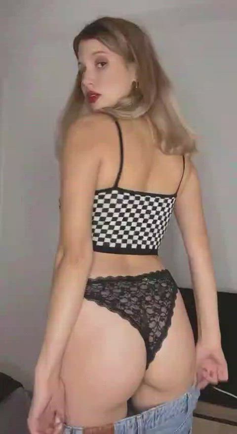 ass blonde undressing gif