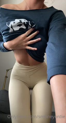 camel toe flashing titty drop gif