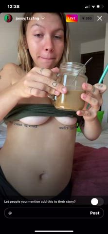 blonde flashing tease teasing gif