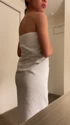 oops, I *accidentally* dropped my towel ?? guess we should fuck ???‍♀️