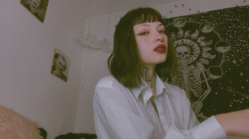 Cute Short Hair Smoking Tattoo gif