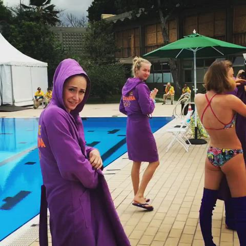 athlete babe cute swimming pool tease gif