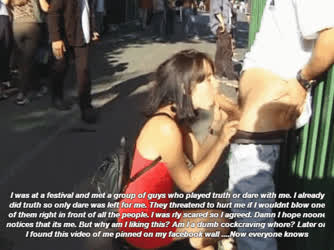 Blowjob Caption Public Sissy gif