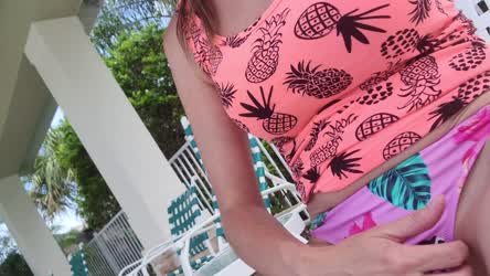 MILF Masturbating Pool Public Pussy gif