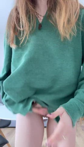 nsfw natural tits nude petite pussy redhead tattoo teen tits gif