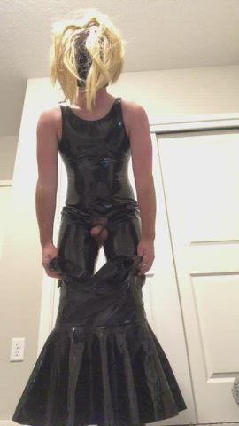 My sissy slut Kaylee begged me to let her wear a little bit of latex. So I made her