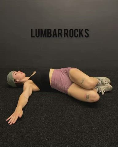 brunette petite stretching gif