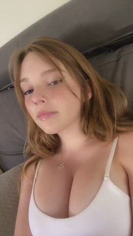 big tits bra cleavage cute freckles pretty teen tiktok underwear gif