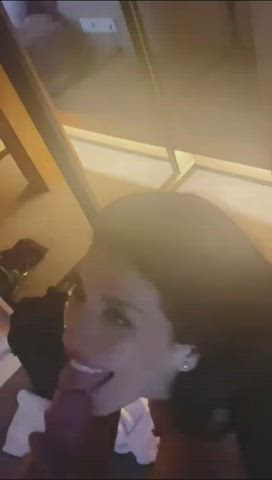 blowjob deepthroat eye contact gagging latina gif