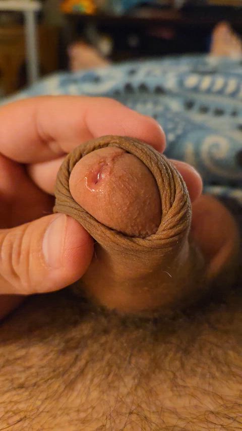 big dick circumcised cock foreskin male masturbation pov solo gif