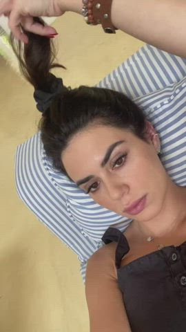 Brazilian Brown Eyes Brunette Dani Facial Goddess Labia Tease gif