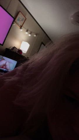 This little thong holds my cute heart-shaped plug in my ass perfectly while I bend