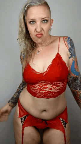 Blonde Lingerie MILF Pawg Shaved Tattoo Thick gif