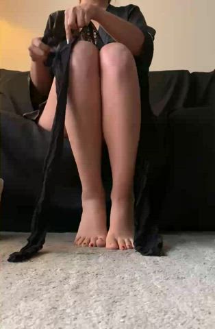 I saw you looking at me while I was putting on my stockings!