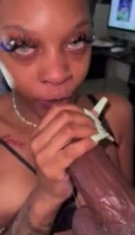 amateur bbc big dick blowjob ebony onlyfans spit sucking gif