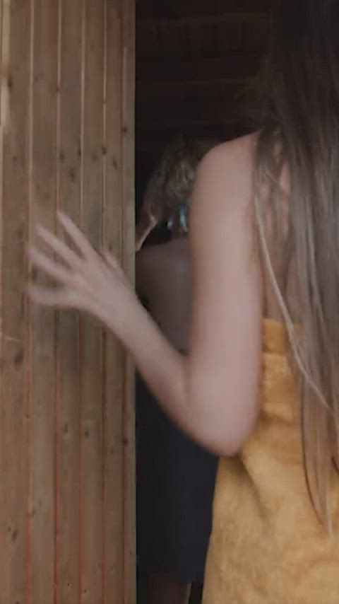 3 hot girls enter a sauna...