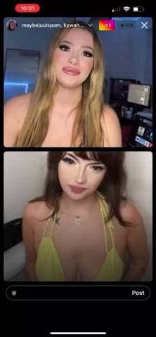 big tits bikini blonde brunette flashing friends gif