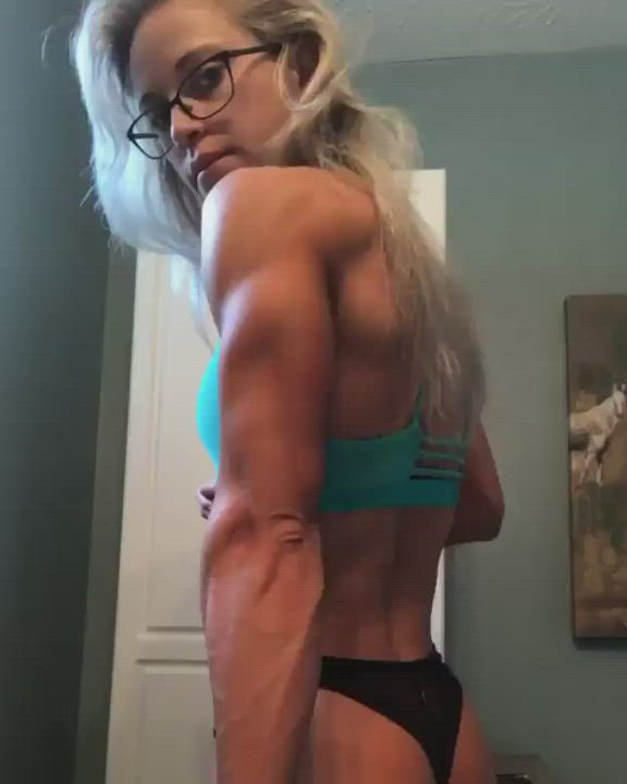 Fitness Glasses Muscular Girl gif