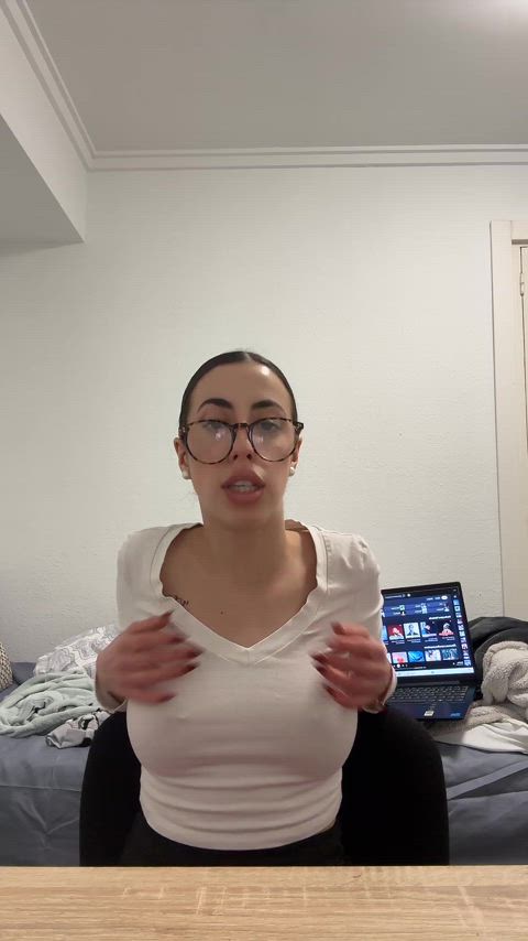 braless glasses nipple piercing see through clothing tiktok tik-tok gif