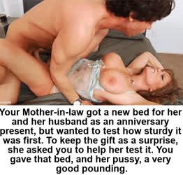 Caption Cheating Lingerie MILF Mature Sex gif