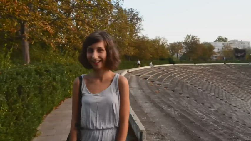Brunette Cum Cute Exhibitionism Exhibitionist Exposed Facial Outdoor Public gif