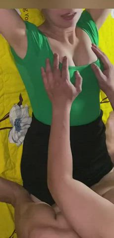 amateur armpits bouncing tits cleavage lingerie gif