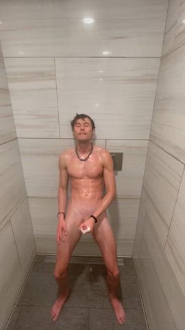 abs big dick cock jerk off masturbating monster cock onlyfans public shower thick