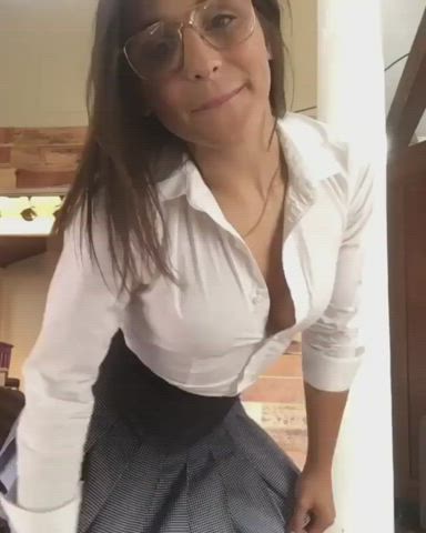 Abella Danger Ass Boobs Booty Brunette Glasses Pornstar Skirt Tits Twerking gif