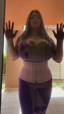 Big Tits Corset Squeezing gif