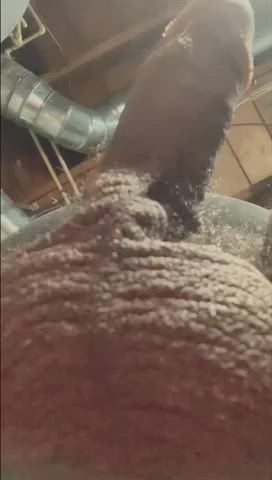 Watch me bounce my lil dick &amp; full balls. OF link in bio. Free to subscribe!