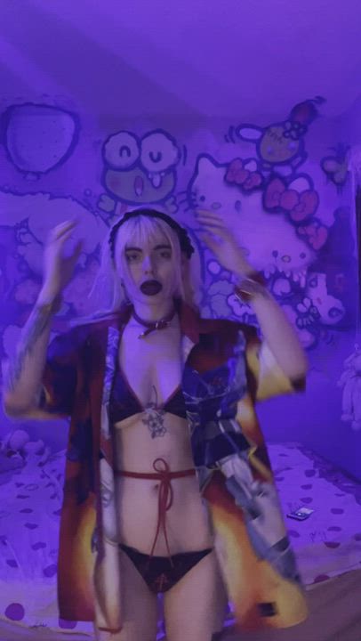 Bikini Blonde Goth Pale Tattoo gif