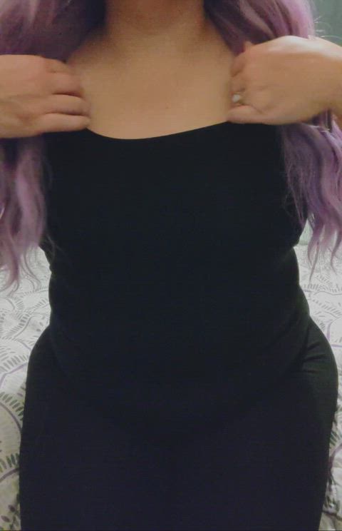 bbw big tits nsfw natural tits purple hair gif