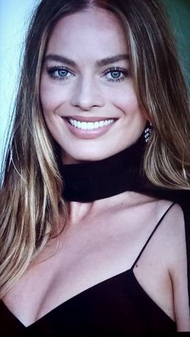 Margot Robbie spit and cum tribute.
