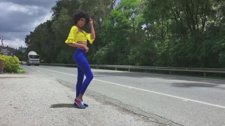 Curly Ebony Latina Janeth Black Banged