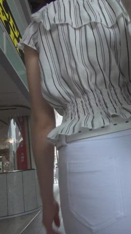 Asian Ass Close Up Clothed JAV Japanese Pants Public gif