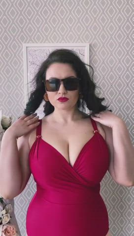Busty Dress Jiggling gif