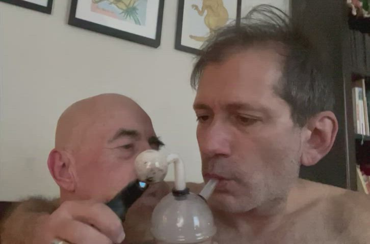 Dad Kissing Party Sensual Son gif