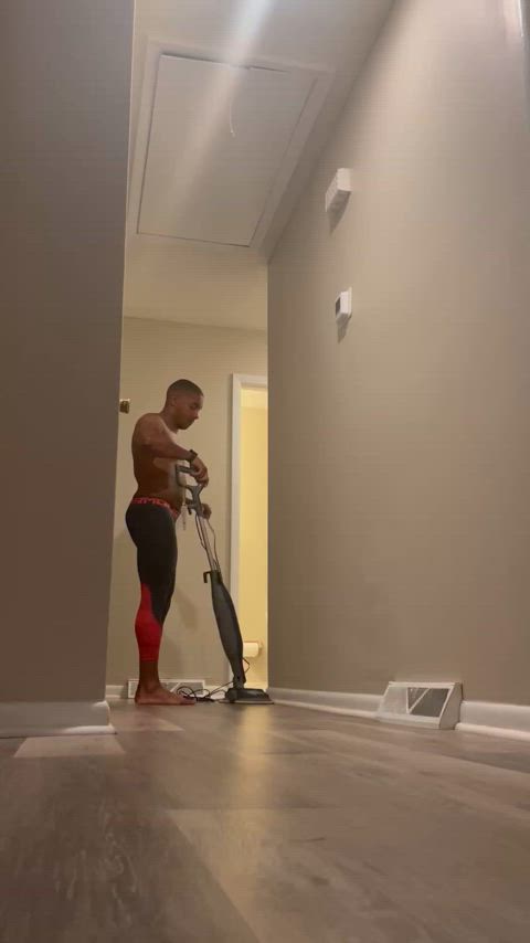 black cleaning tights topless gif