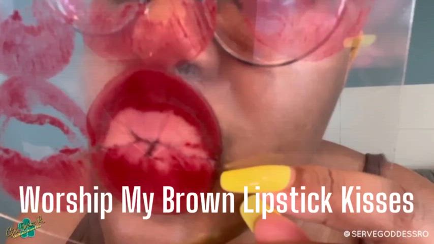 close up ebony femdom goddess kissing lips lipstick lipstick fetish pov servegoddessro