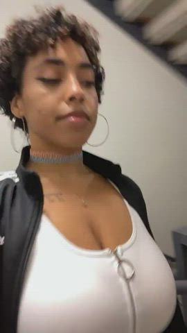 Big Tits Cleavage Ebony Tease gif