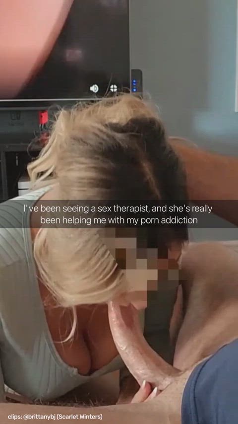 big tits blowjob caption gooning riding watchingporn captions she-fucks-him gif