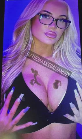 Big tribute for this juicy blonde slut 😈💦💦💦 (found on cumtributes)