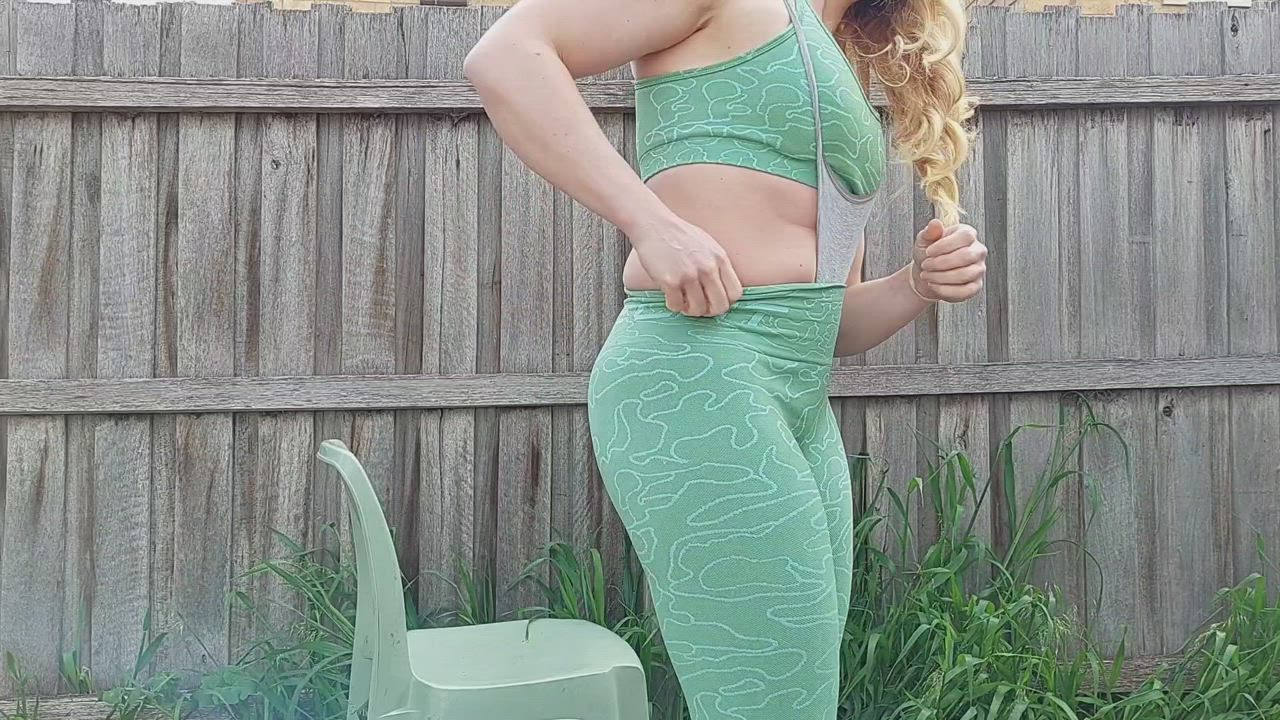 Blonde Laughing Thong Wedgie gif