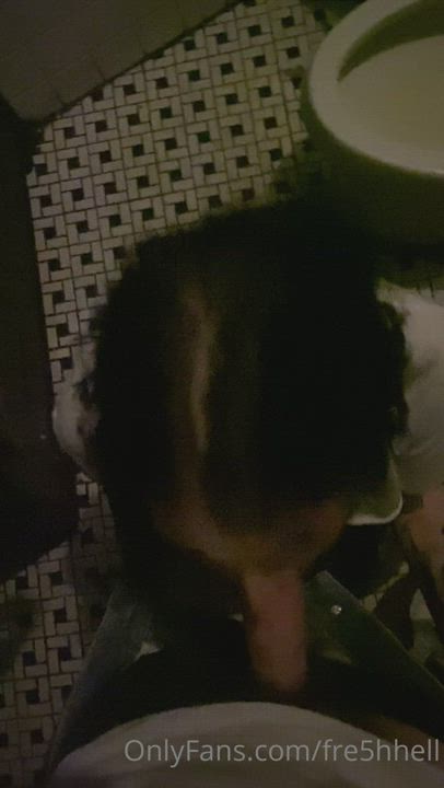 Bathroom Blowjob OnlyFans Public Tattoo gif