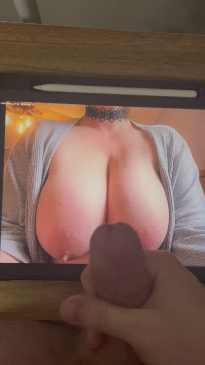 Big Tits Cock Tribute gif