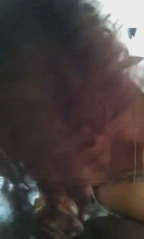 Sexy ebony milf swallows cum