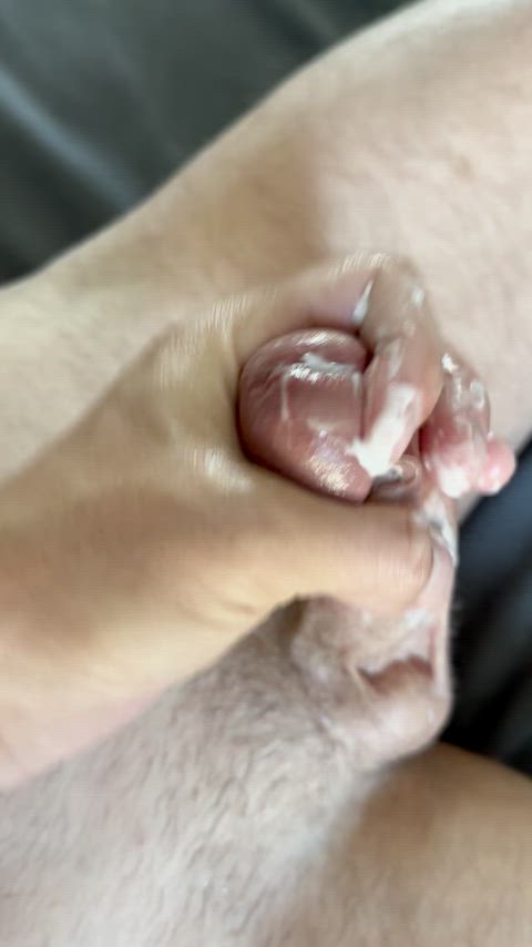 Used my cum to jerk him off